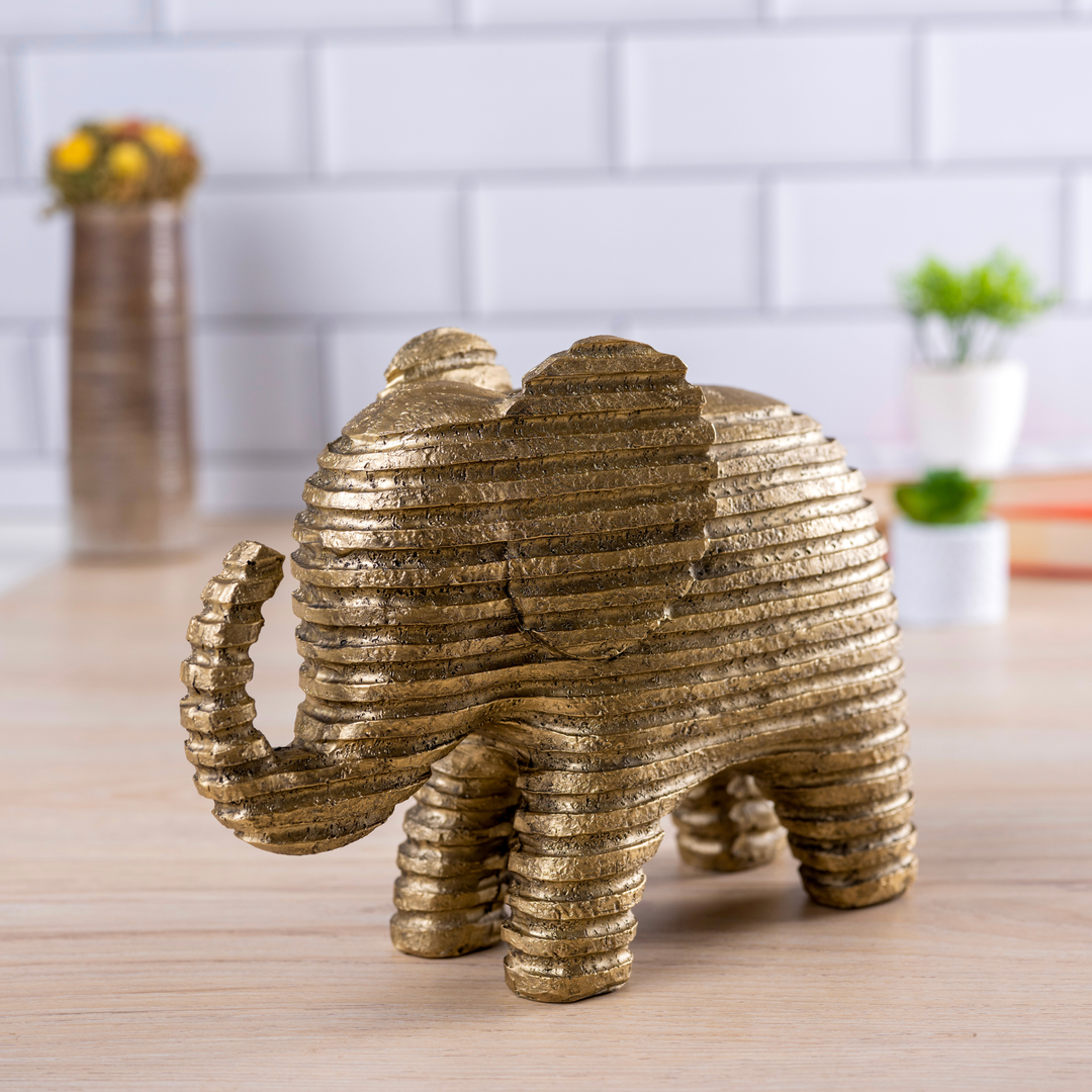 Textured Golden Elephant Decor Showpiece