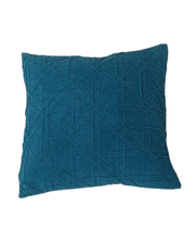 Ratios Textured Petrol Blue Geometric Cushion Cover