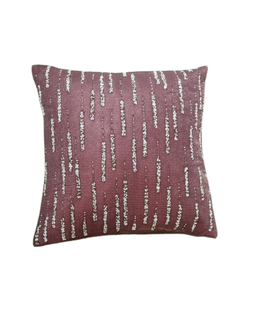 Maroon Textured Cushion Cover with Abstract Line Pattern – Modern Sofa Accent