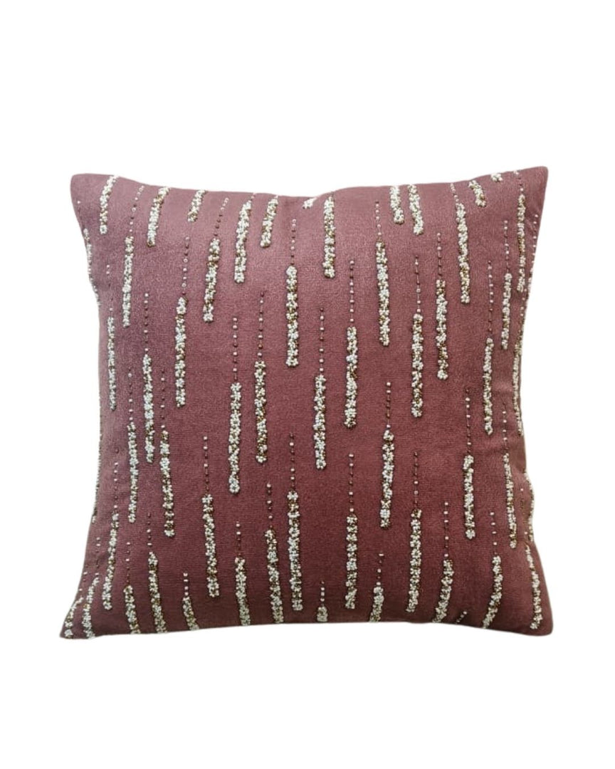 Maroon Textured Cushion Cover with Abstract Line Pattern – Modern Sofa Accent