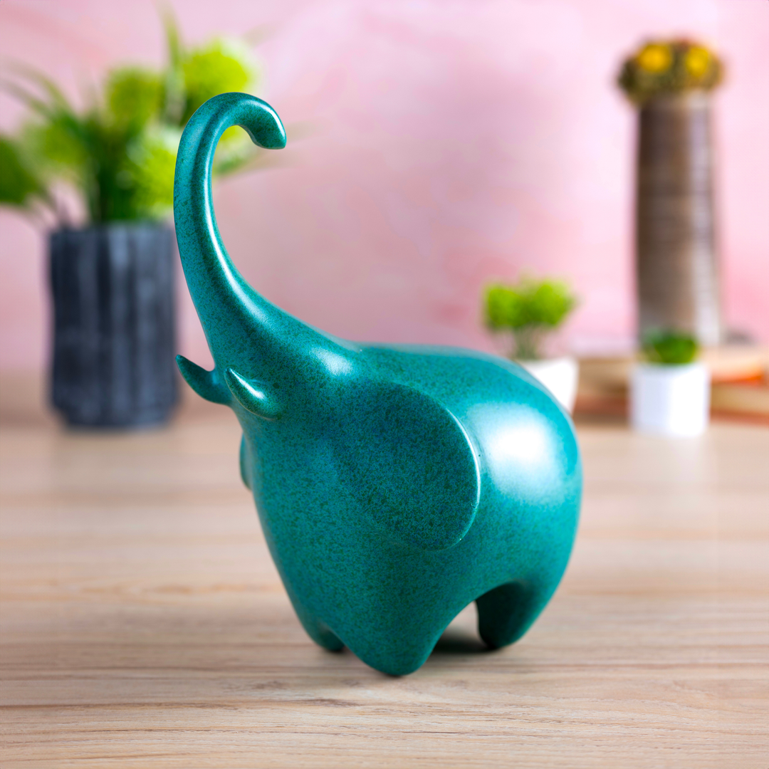 Teal Elephant Decor Showpiece
