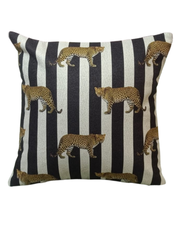 Leopard Stripe Cushion Cover – Black & White Animal Print Decorative Pillow