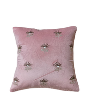Embroidered Velvet Throw Pillow - Dusty Rose with Scattered Botanical Motif