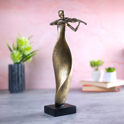 Golden Violin Lady Decor Showpiece