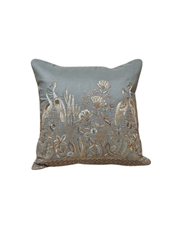 Heritage Aviary Embroidered Cushion Cover – Blue Mist