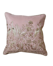 Blush Garden Embroidered Cushion Cover