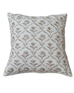 Load image into Gallery viewer, Botanical Lattice Woven Cushion Cover – Soft Ivory &amp; Taupe