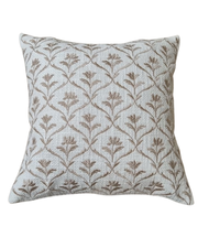 Botanical Lattice Woven Cushion Cover – Soft Ivory & Taupe