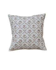 Botanical Lattice Woven Cushion Cover – Soft Ivory & Taupe