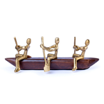 Load image into Gallery viewer, Ratios Brass Finish Rowing Team Sculpture on Wooden Boat