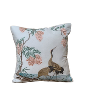 Oriental Crane Embroidered Cushion Cover – Pastel Blue