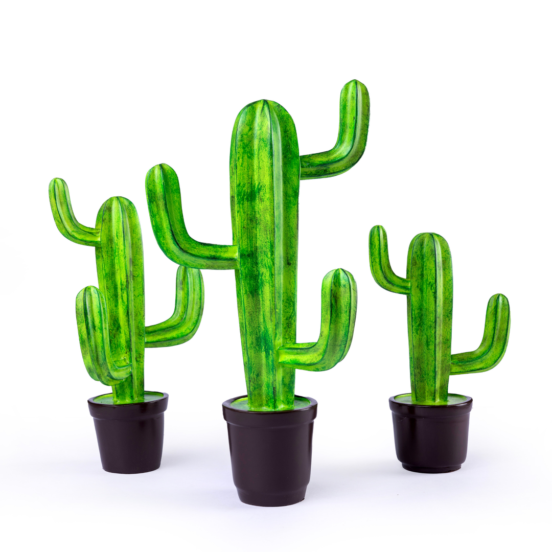 Artificial Cactus Décor Set – Green (Set of 3)