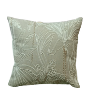 RATIOS Elegant Botanical Embroidered Cushion Cover – Sage Green