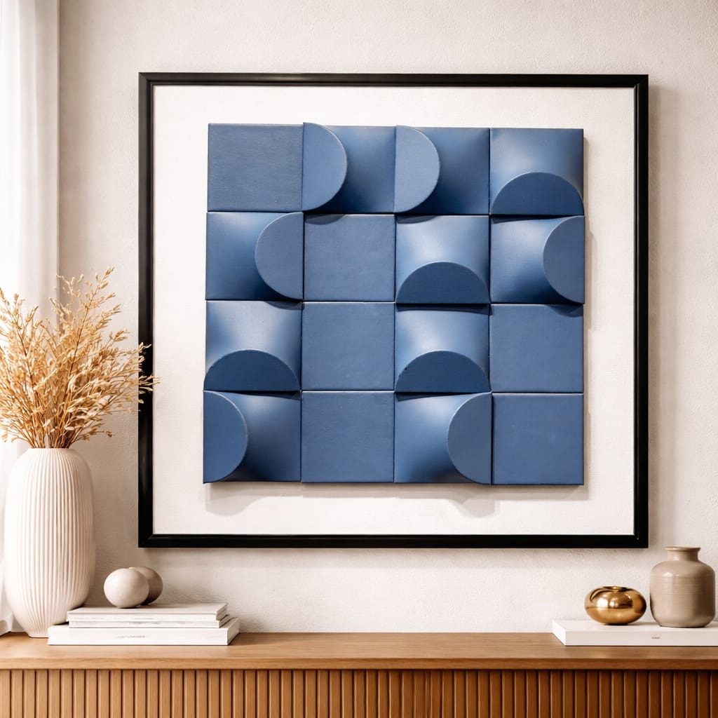 RATIOS Modern Blue Geometric 3D Wall Art Frame
