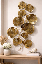 Load image into Gallery viewer, Golden Ginkgo Leaf Metal Wall Art – Luxury Wall Décor