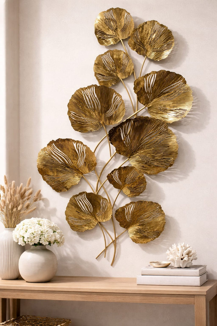 Golden Ginkgo Leaf Metal Wall Art – Luxury Wall Décor