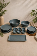 Load image into Gallery viewer, Matte Slate Grey Ceramic Dinnerware Set – 25 Pieces