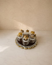 Handcrafted Decorative Glass Jar Set with Embellished Lids (Set of 6) | Luxury Kitchen Storage Jars