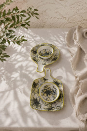 Botanical Ceramic Serving Platter Set with Dip Bowl – Floral Collection