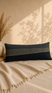 Midnight Black & Gold Lumbar Cushion Cover | Luxury Cushion Cover | Ratios Home Decor