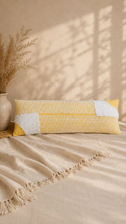 Sunbeam Textured Lumbar Cushion Cover – Mustard Yellow & Ivory