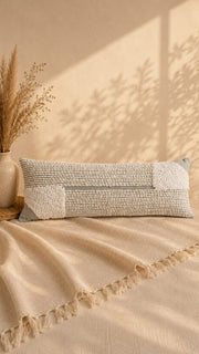 Pebble Textured Lumbar Cushion Cover – Dove Grey & Ivory