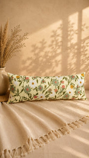 Meadow Bloom Embroidered Lumbar Cushion Cover – Sage Green Floral