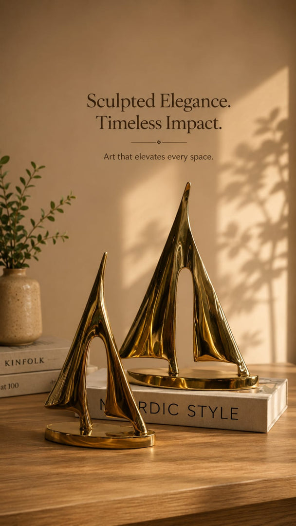 Luxury Gold Sailboat Sculpture Set | Modern Abstract Table Décor (Set of 2)