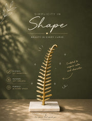 Golden Fern Leaf Sculpture with Marble Base – Modern Decorative Accent