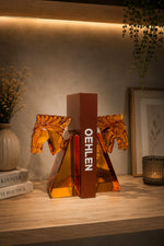 Load image into Gallery viewer, Luxury Crystal Horse Bookend Set – Amber Decorative Book Holders