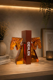 Luxury Crystal Horse Bookend Set – Amber Decorative Book Holders