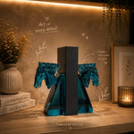 Load image into Gallery viewer, Luxury Blue Crystal Horse Bookend Set – Premium Decorative Book Holders