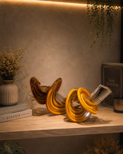 Amber Glass Knot Sculpture Set of 2 – Modern Artistic Glass Table Décor | Luxury Handcrafted Decorative Showpieces