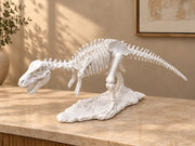 Modern Minimalist Dinosaur Skeleton Fossil Sculpture | Decorative T-Rex Figurine (Matte White)