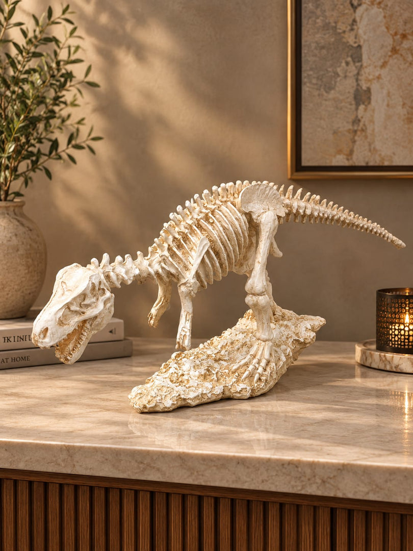 Museum-Grade Dinosaur Skeleton Fossil Accent Sculpture | Decorative T-Rex Figurine