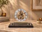 Load image into Gallery viewer, Crystal Pillar Tabletop Clock | Modern Luxury Desk &amp; Mantel Clock