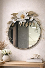 Load image into Gallery viewer, ✨ Floral Gold Accent Round Wall Mirror