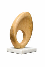 Load image into Gallery viewer, Abstract Wooden Loop Sculpture with Marble Base – Modern Table Decor