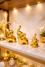 Load image into Gallery viewer, RA Golden Elephant Figurine Set of 3