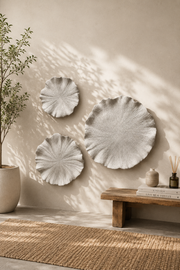 Abstract Leaf Wall Art Set of 3 | Textured Modern Decorative Wall Panels | Off White