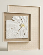 Load image into Gallery viewer, Modern 3D Floral Wall Art – White Textured Flower with Beige Layered Frame