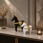 Load image into Gallery viewer, Royal Horse Figurine Set – Black &amp; White with Gold Accents