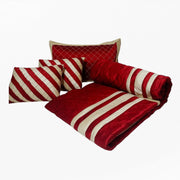 RA Silk Red Velvet Striped Bedcover