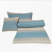 RA White & Blue  Stripe Bedcover