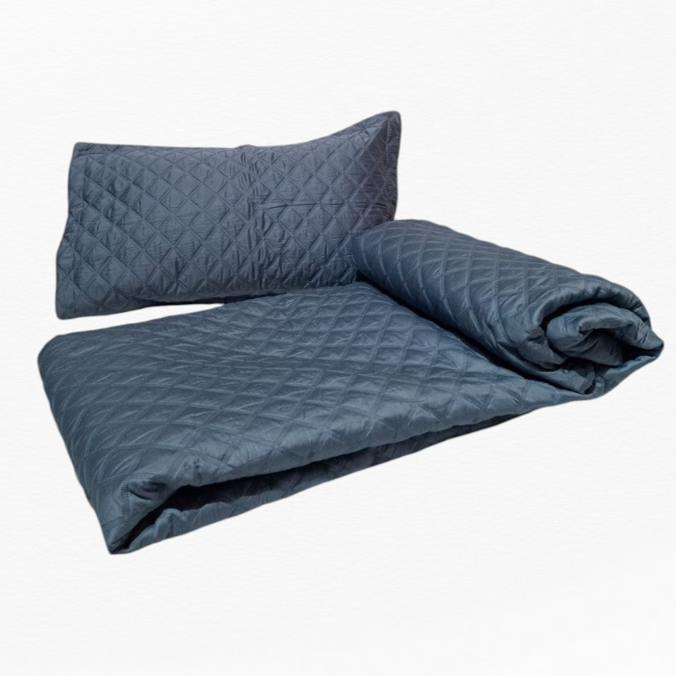 RA Navy Blue Bed Cover WIth Pillow