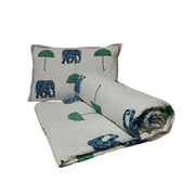 RA Elephant Design White Bedcover