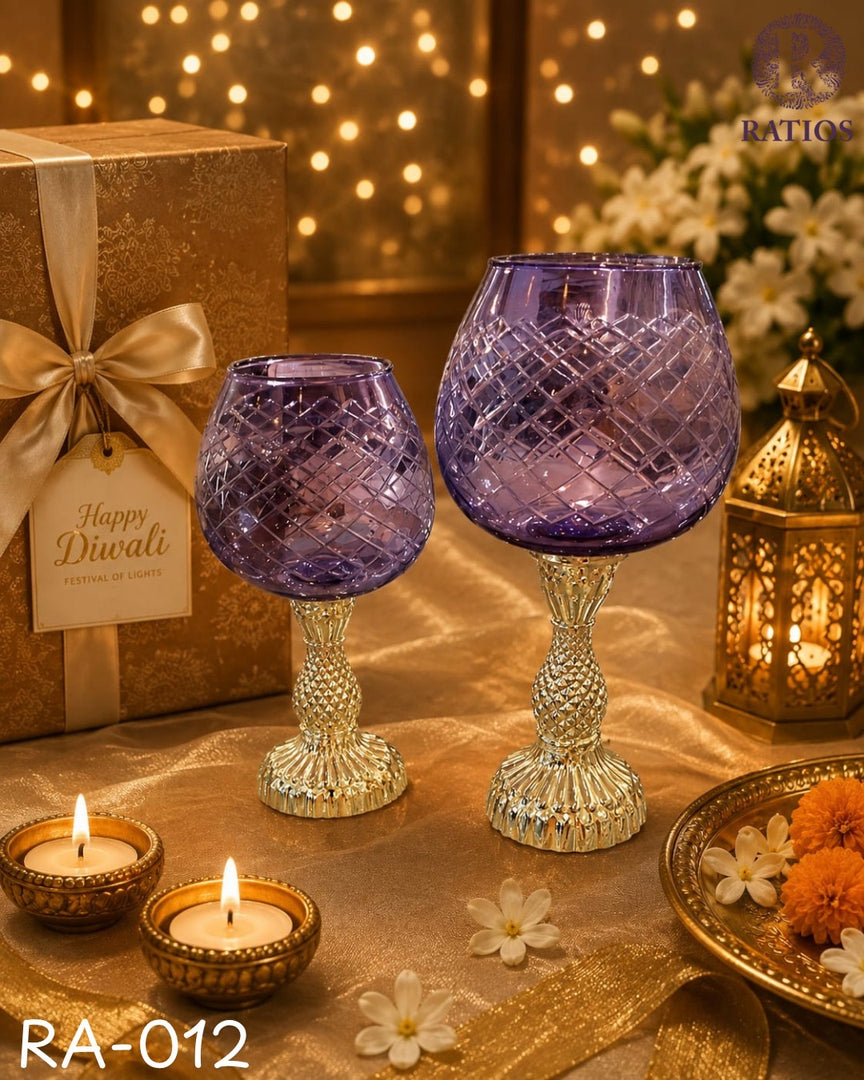 Royal Purple & Gold Decorative Goblet Set