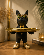 Luxury Bulldog Butler Tray – Premium Decorative Organizer Showpiece | Modern Tabletop Storage Accent