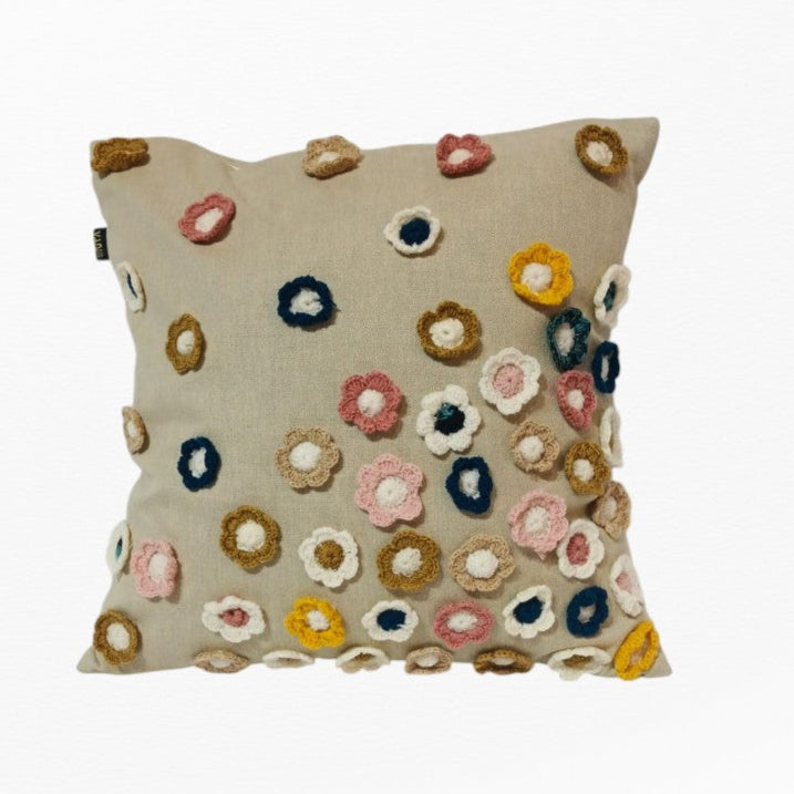 Embroidered Base Colour Cushion Cover