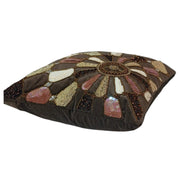 RA Brown Embroied Cushion Cover